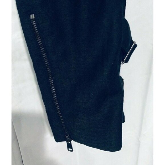 Ann Taylor Womens Size 2 Black Virgin Wool Capri Pants Zipper Buckle Ankle - Picture 2 of 5